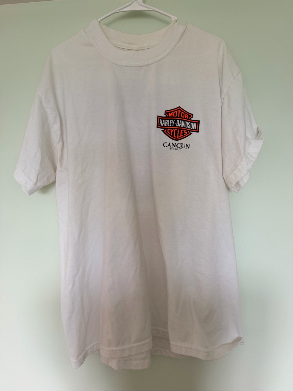 Vintage 90’s Harley-Davidson White Short Sleeve T-Shirt with Orange & Black Logo